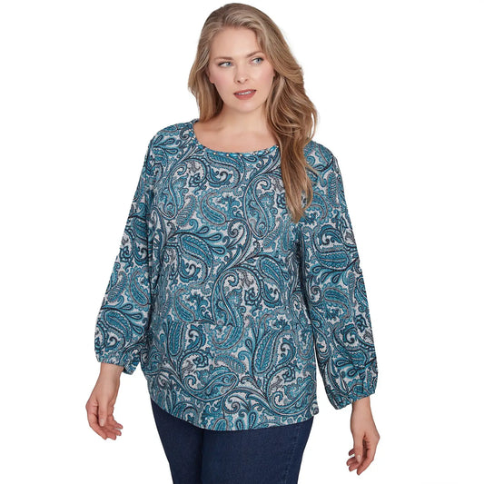 Plus Paisley Hatchi Twist Front Top Jade Multi  - Ruby Rd