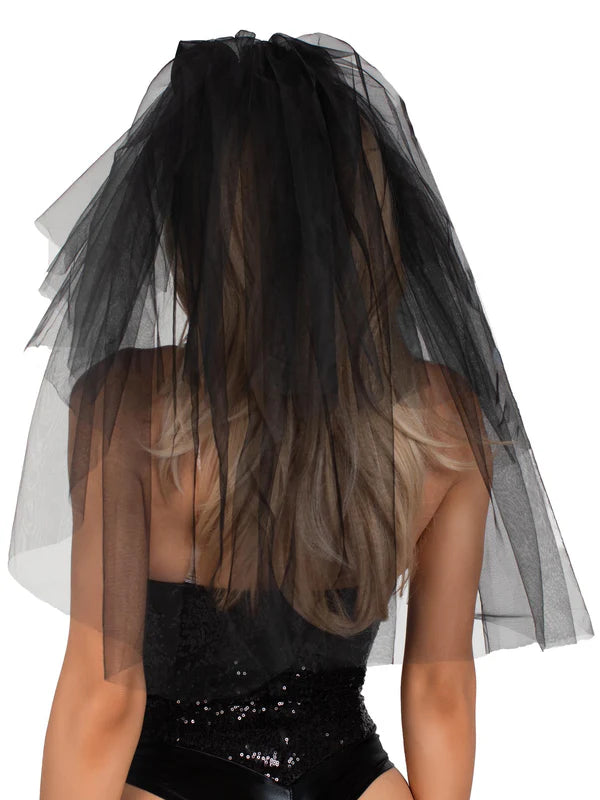 Tiered Bridal Veil Black