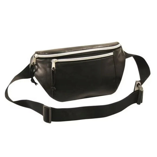 Faux Leather Black Waist Bag