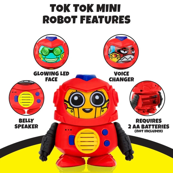 Tok Tok 3 Voice Robot Interactive Toy with Different Faces and Sounds in Red