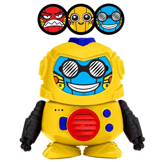 Tok Tok 3 Voice Robot Interactive Toy with Different Faces and Sounds in Yellow