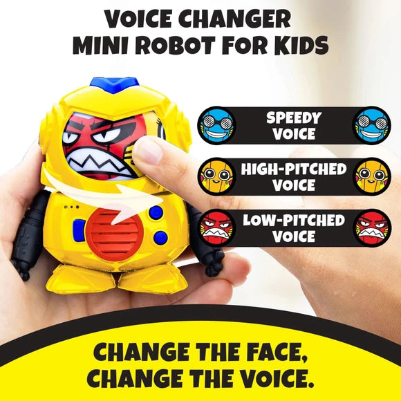 Tok Tok 3 Voice Robot Interactive Toy with Different Faces and Sounds in Yellow