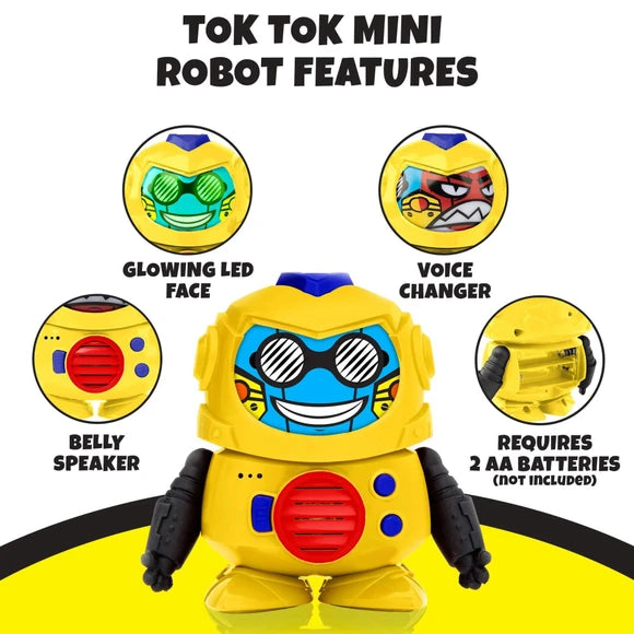 Tok Tok 3 Voice Robot Interactive Toy with Different Faces and Sounds in Yellow