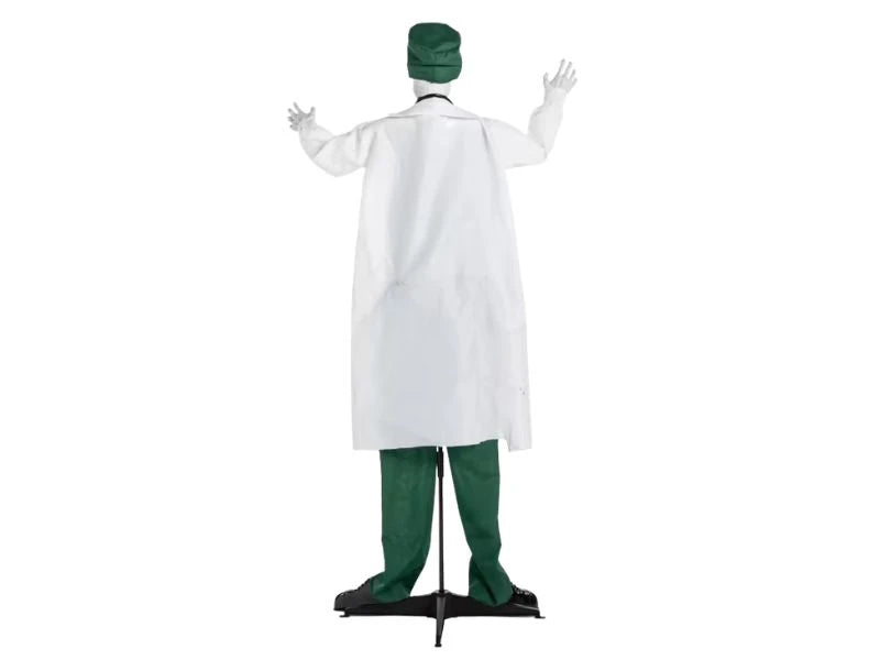 6 FT Life-Size Animated Light-Up Shaking Talking Doctor Standing Halloween Decoration