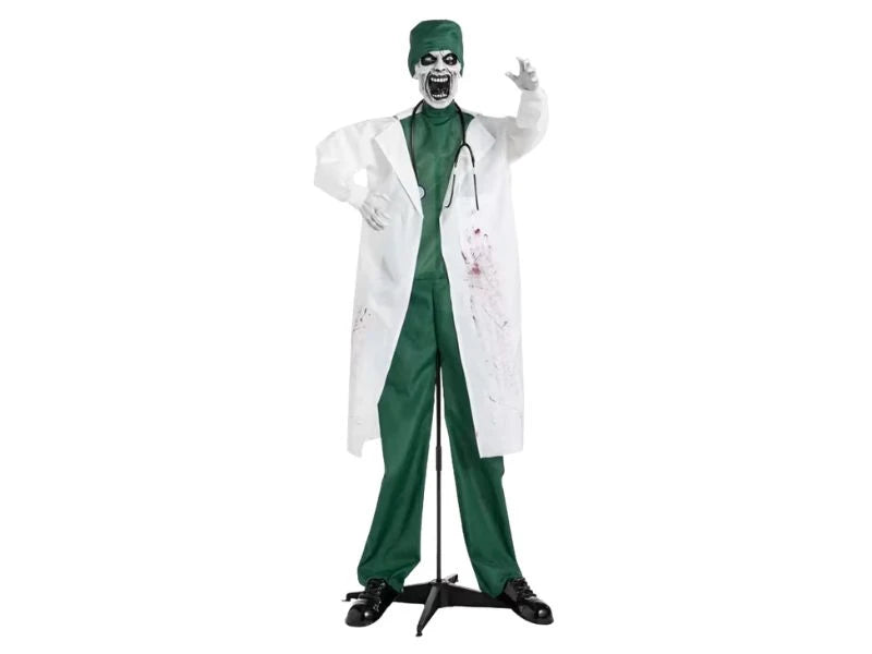 6 FT Life-Size Animated Light-Up Shaking Talking Doctor Standing Halloween Decoration