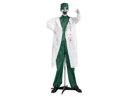 6 FT Life-Size Animated Light-Up Shaking Talking Doctor Standing Halloween Decoration