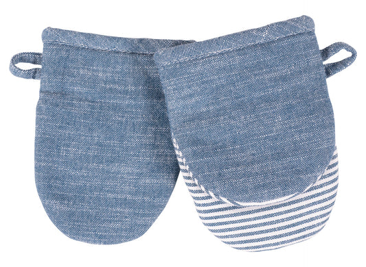 Strada Set of 2 Chambray Mini Mitts - 7"-Blue