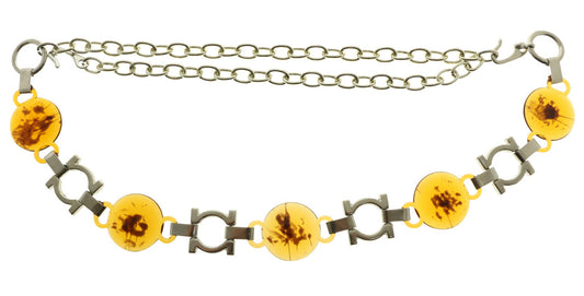 Silver Tone & Brown Fashion Chain Belt