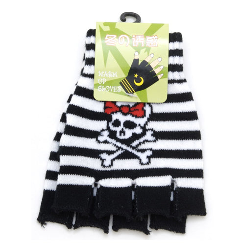 Black and white striped, skull w / Bow Glove