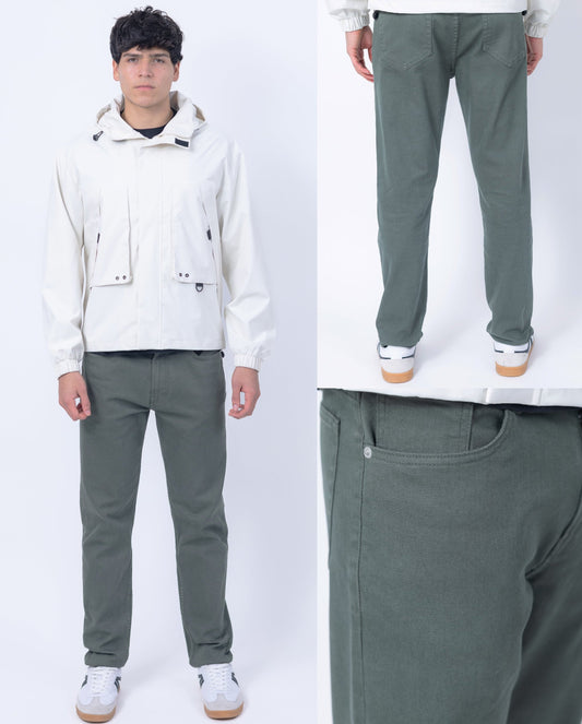 Caballero Pantalon Jeans Fit Slim Oliva