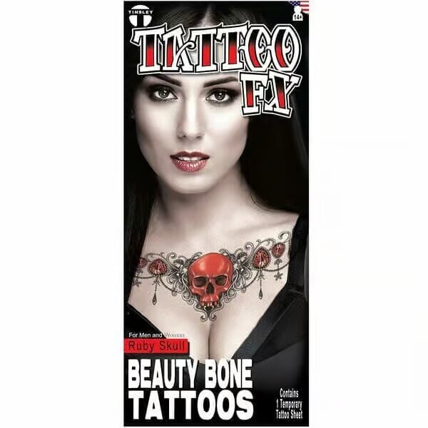 Tatuaje de hueso de rubí rojo y belleza