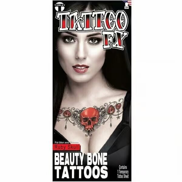 Tatuaje de hueso de rubí rojo y belleza