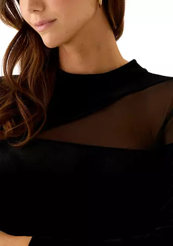 1Pc Velvet Sheath Dress Black - Sandra Darren