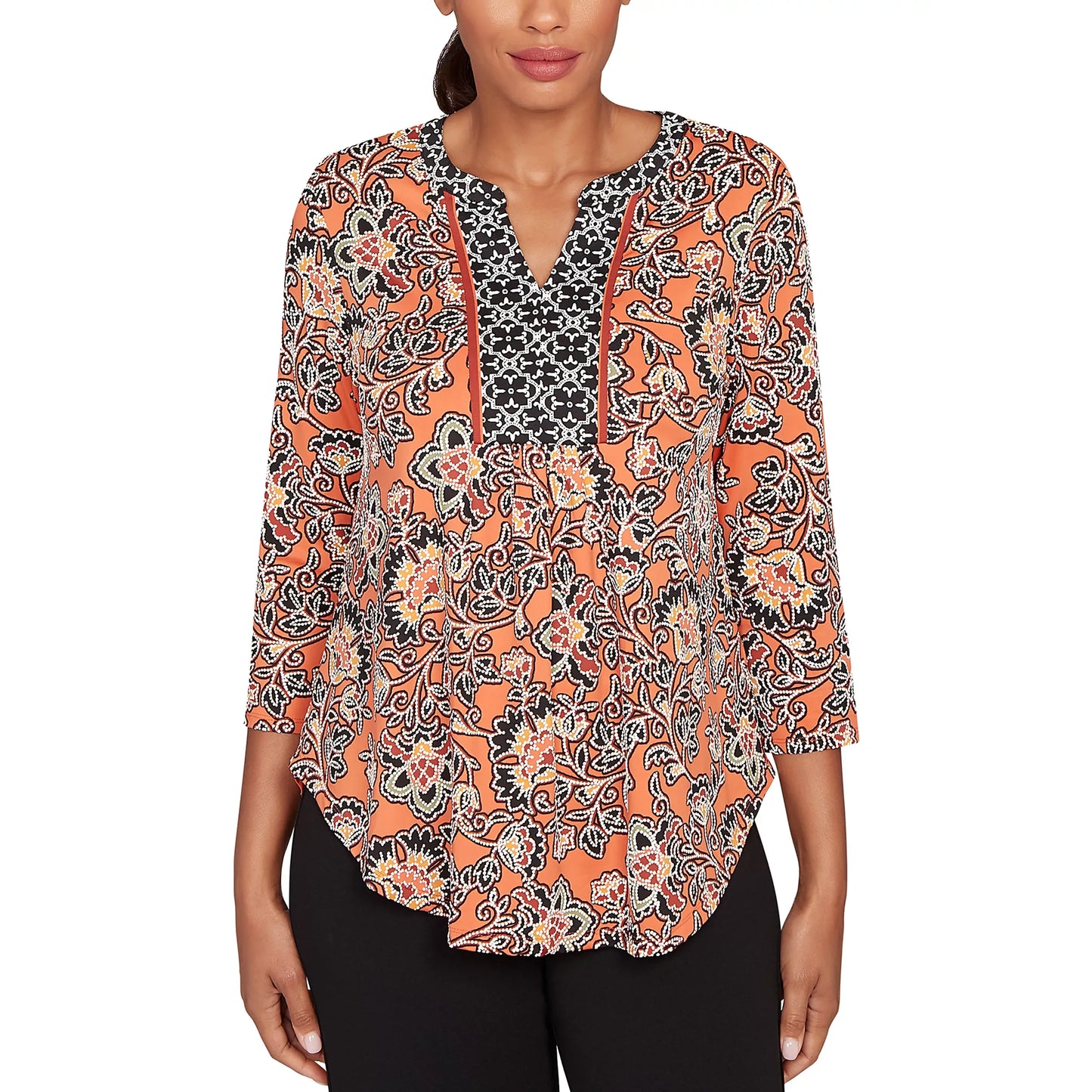 Print Knit Top Brown Multi    - Ruby Rd