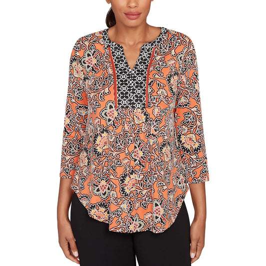 Print Knit Top Brown Multi    - Ruby Rd
