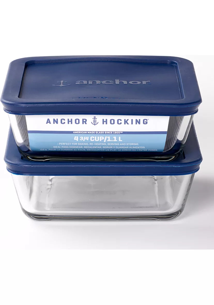 4 pc. Square Sandwich Food Storage Value Pack w/Lids Clear/Navy