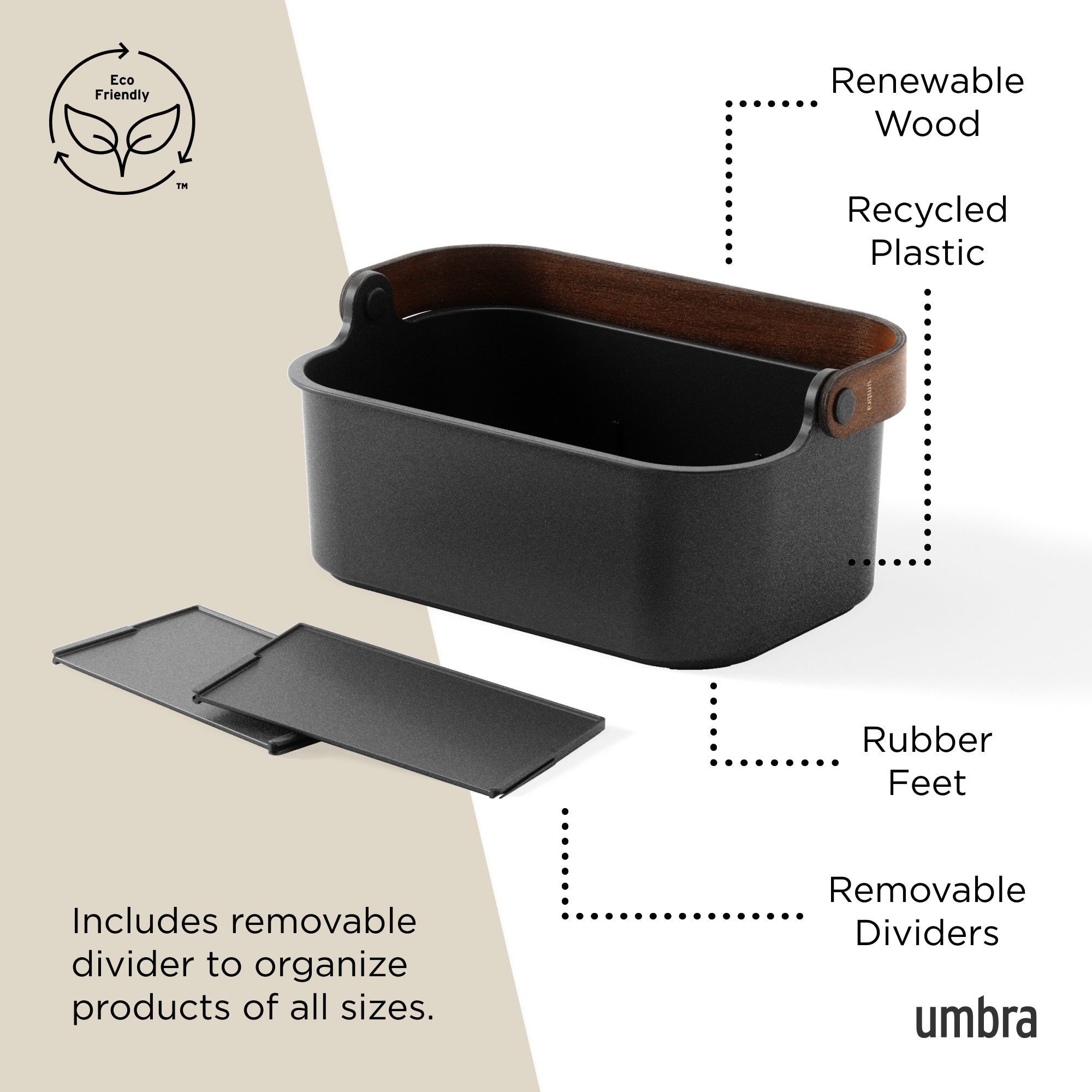 Bellwood Stackable Bin Black/Walnut