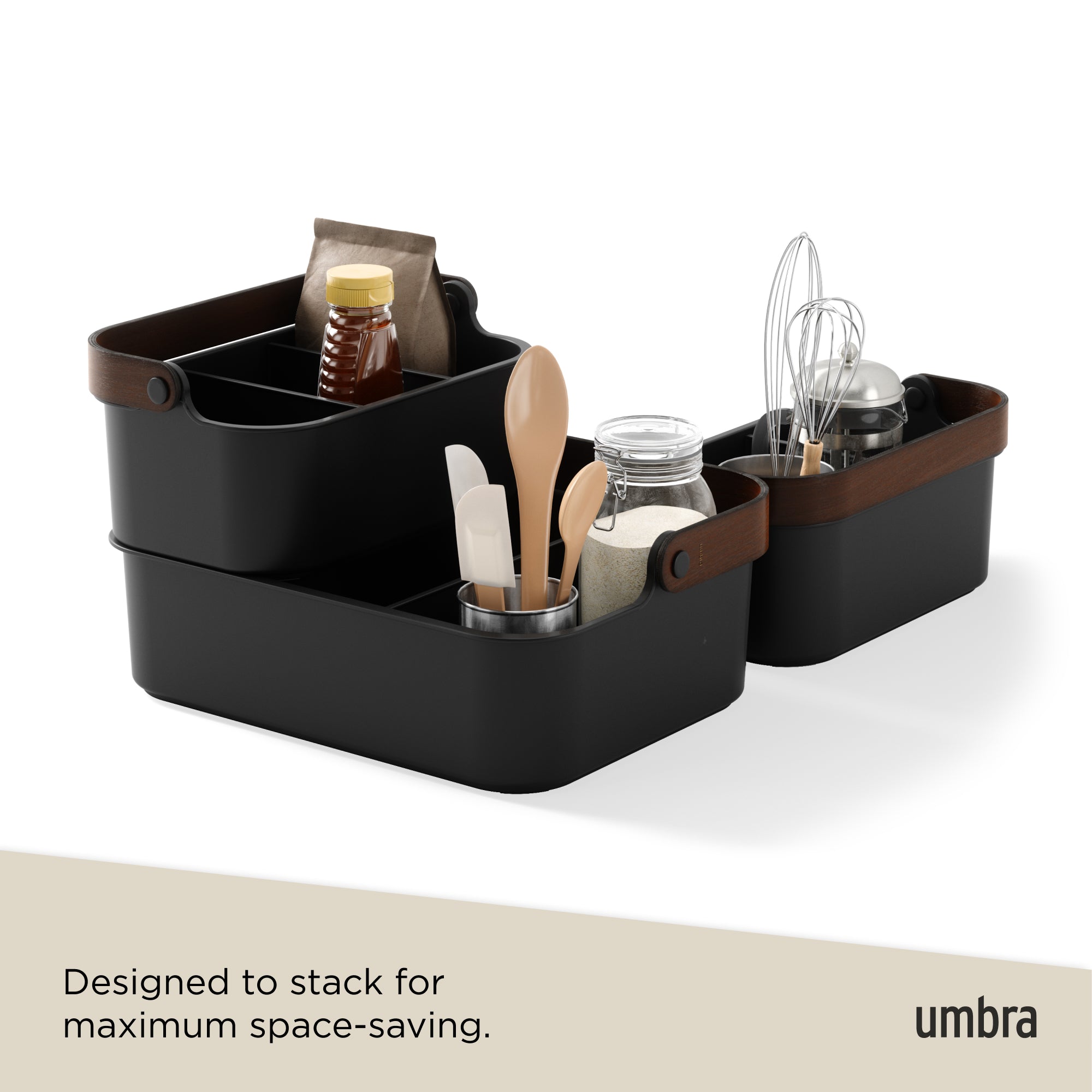 Bellwood Stackable Bin Black/Walnut