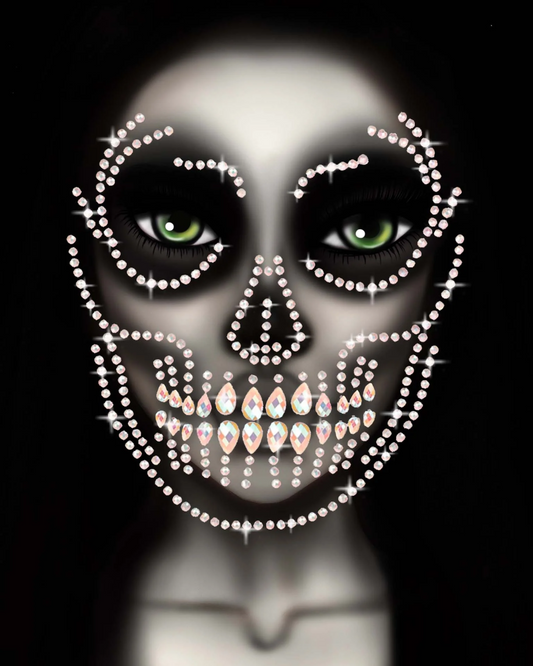 Glow In The Dark Skull  Face Jewels Sticker