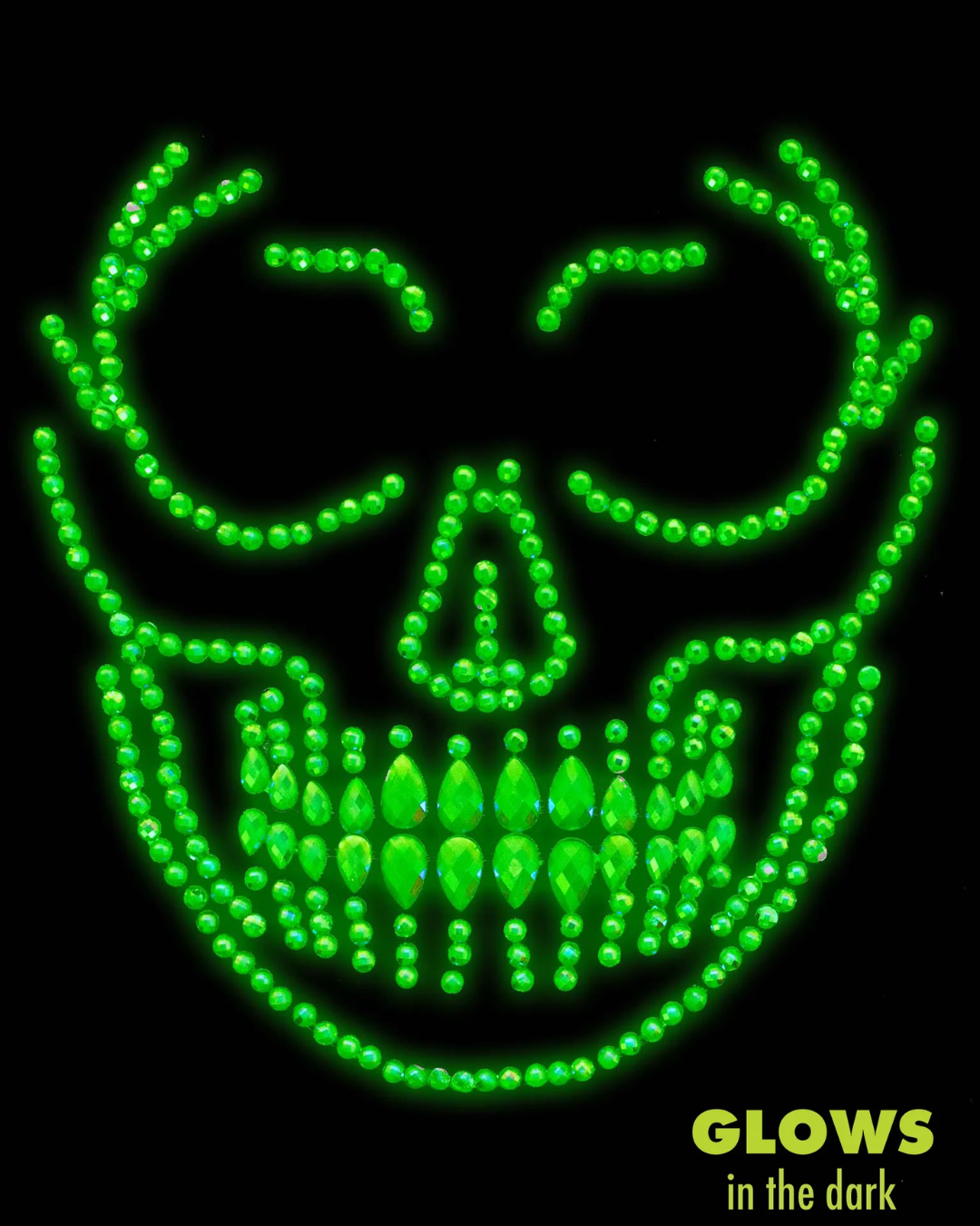 Glow In The Dark Skull  Face Jewels Sticker