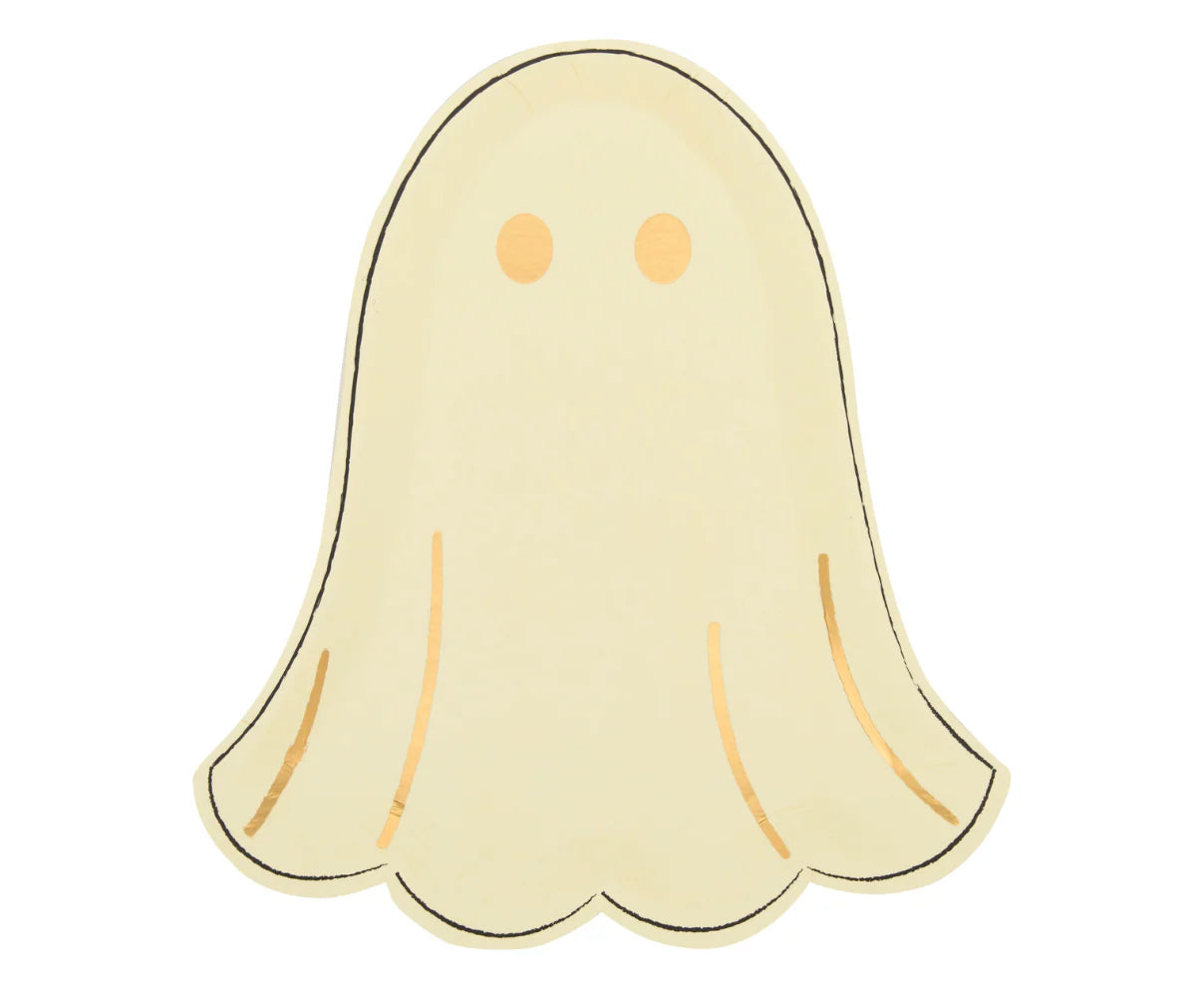Boo Bold  Die Cut Salad Plate 9" - Ghost - Gold Foil