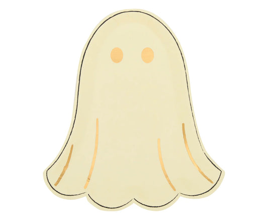 Boo Bold  Die Cut Salad Plate 9" - Ghost - Gold Foil