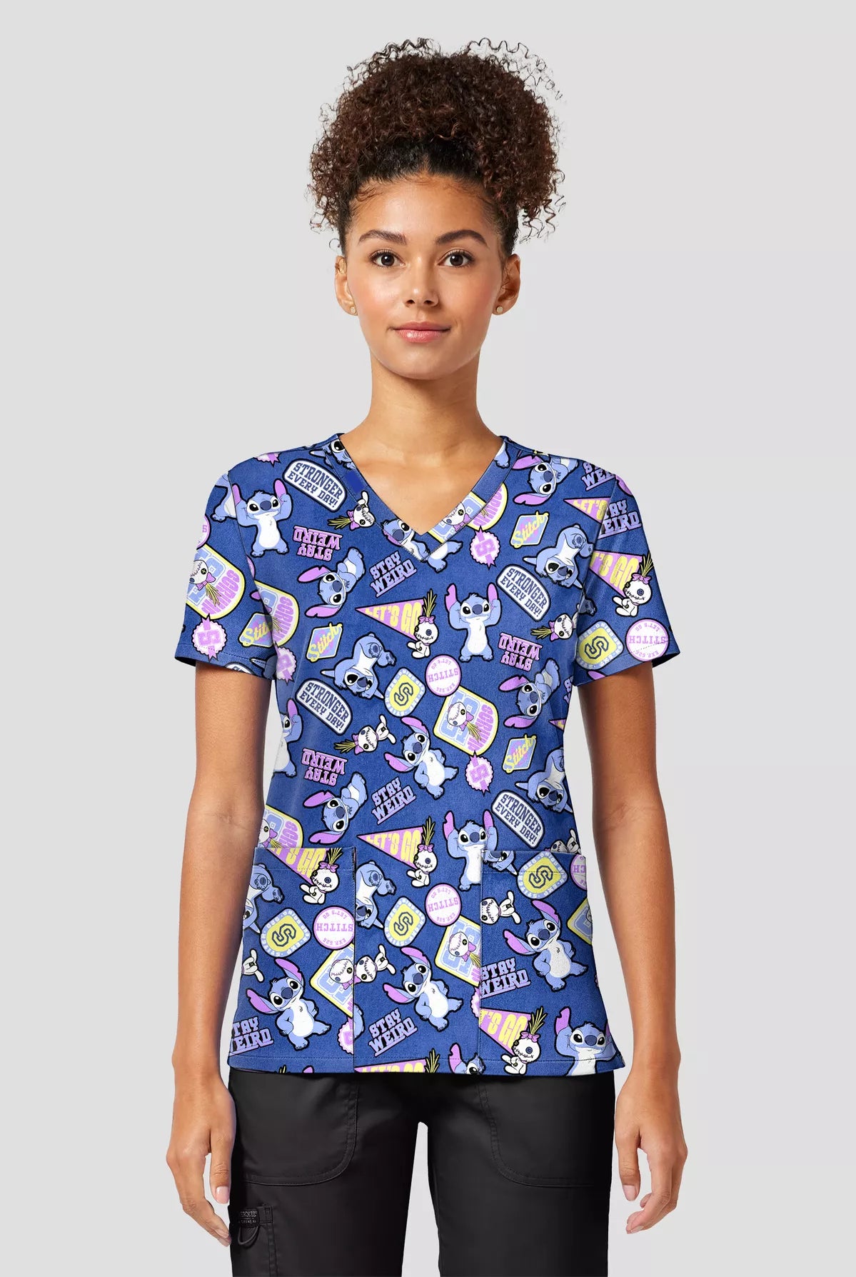 Print V-Neck Scrub Top  I Tooniforms Disney's