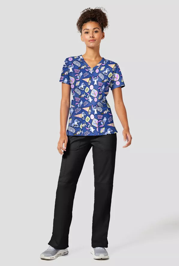 Print V-Neck Scrub Top  I Tooniforms Disney's