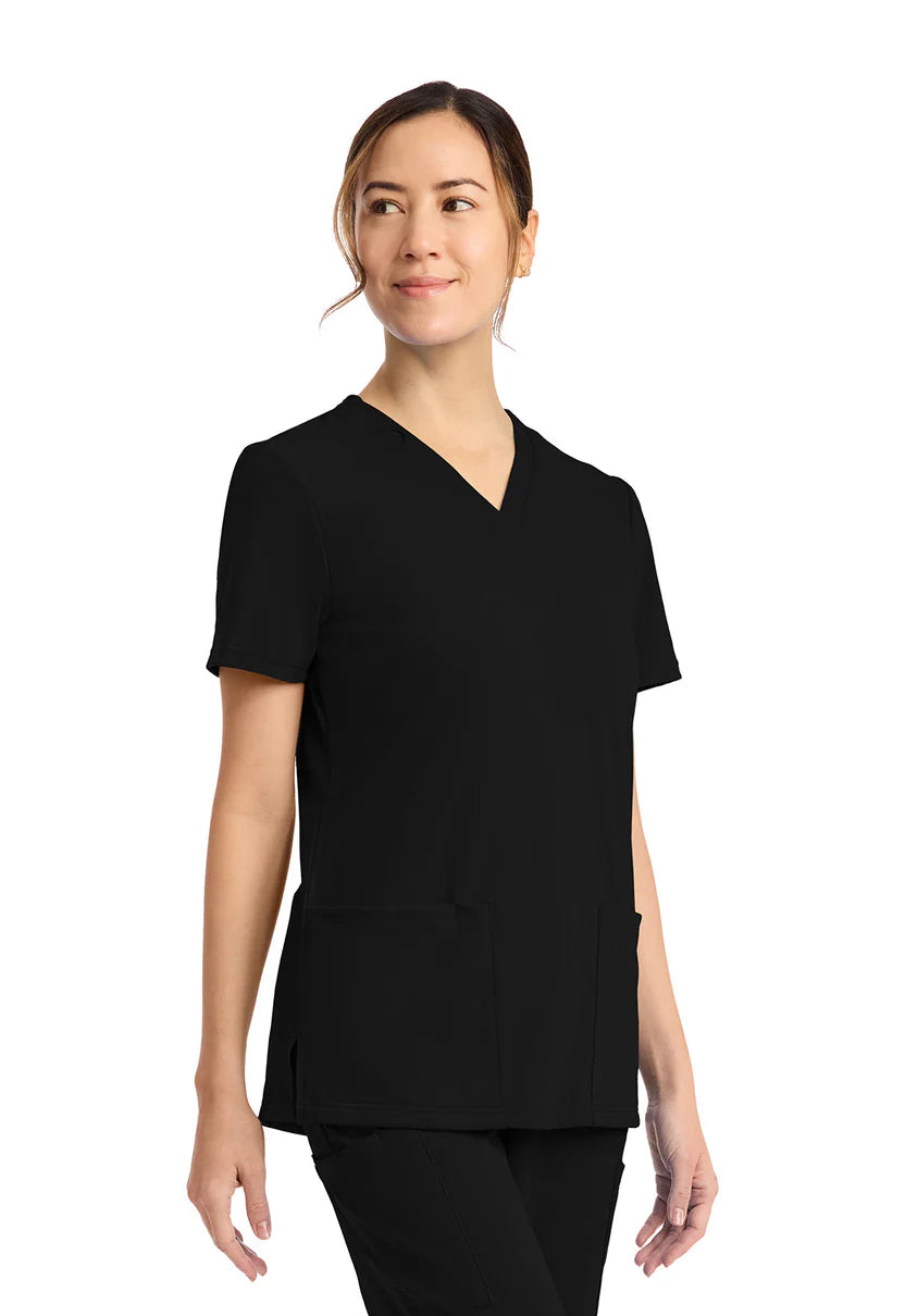 2-Pocket V-Neck Top Black