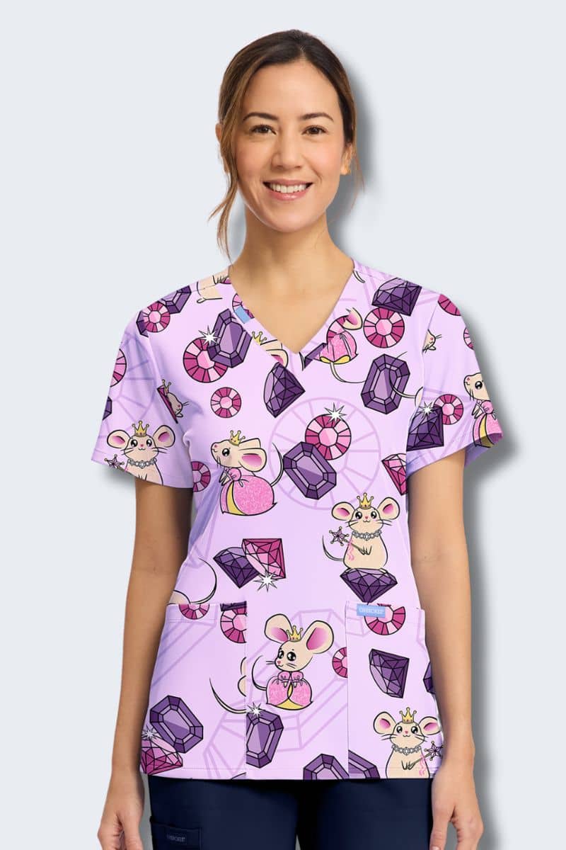 Top con cuello en V estampado Princesa Ratón