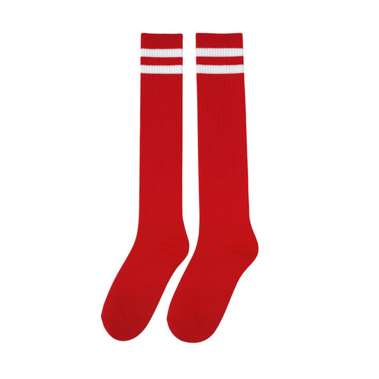 Red Knee High Striped Socks