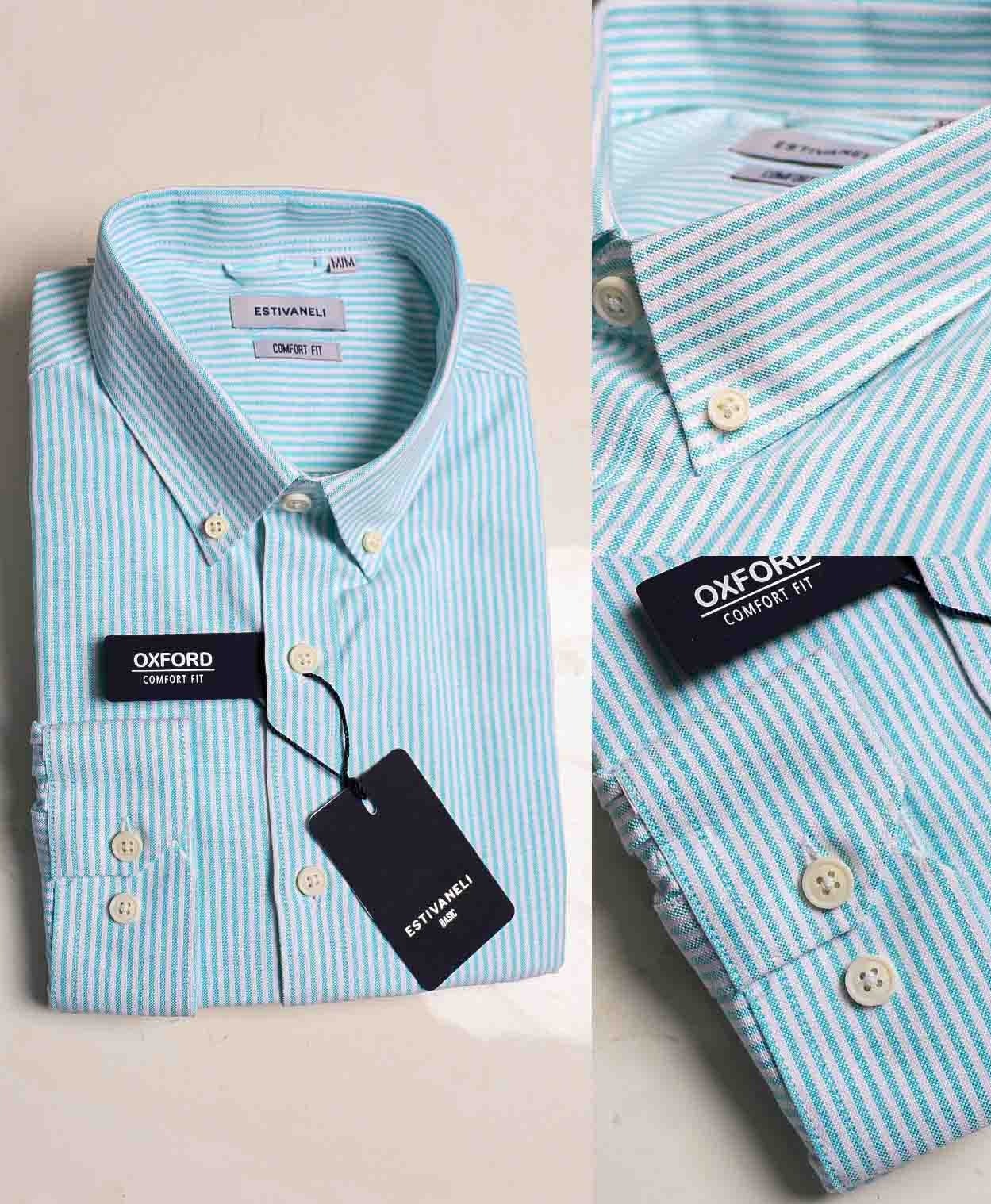 Camisa Celeste con Rayas Blanca Caballero