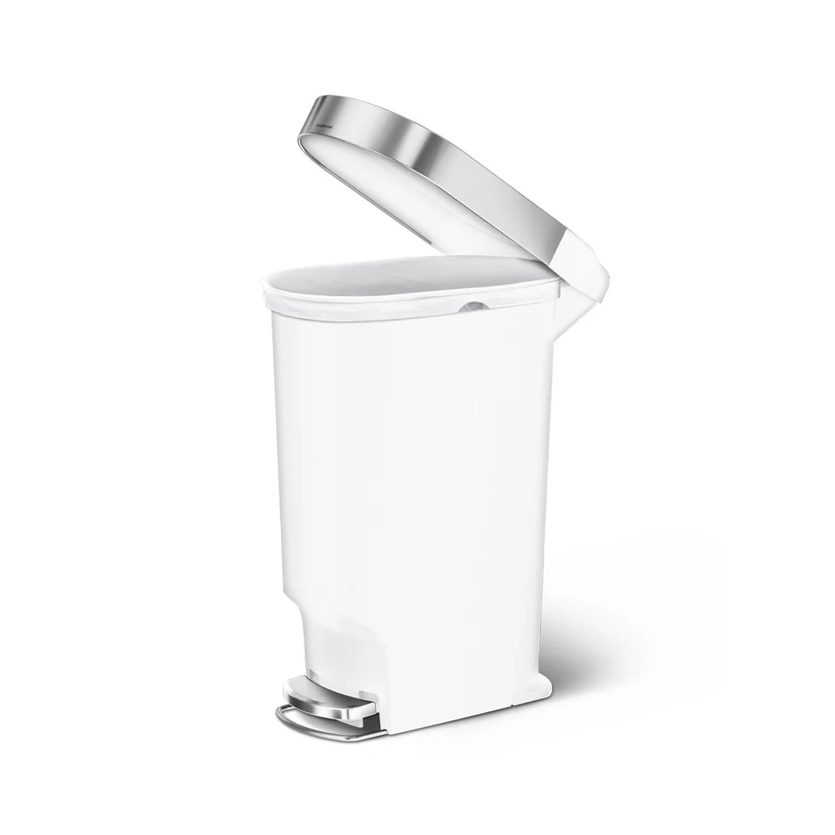 40L Slim Step White Plastic