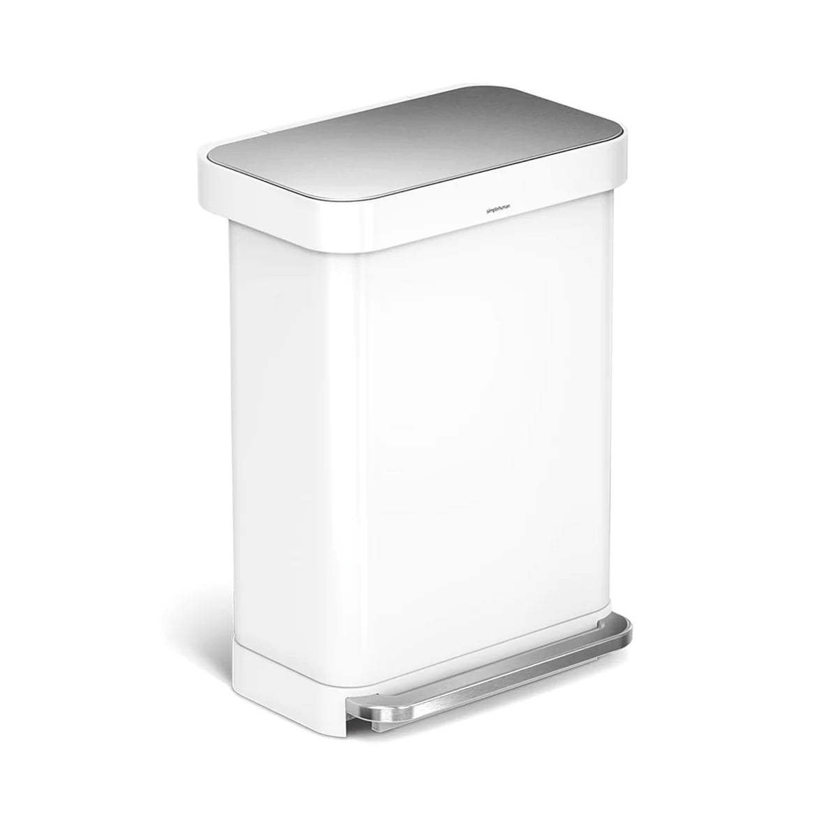 55L Rectangular Step Can with Liner Pocket White
