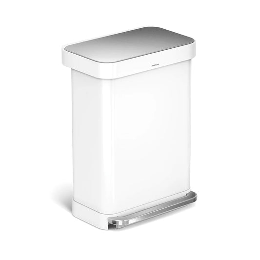 55L Rectangular Step Can with Liner Pocket White