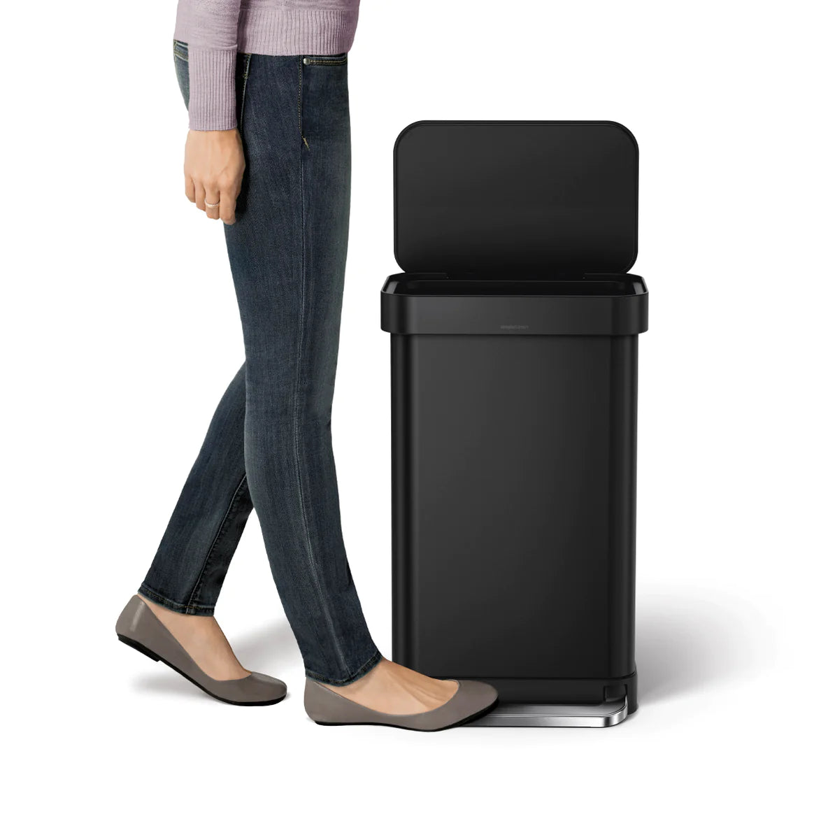 45L Rectangular Step Can  W/ Liner Pocket Matte Black