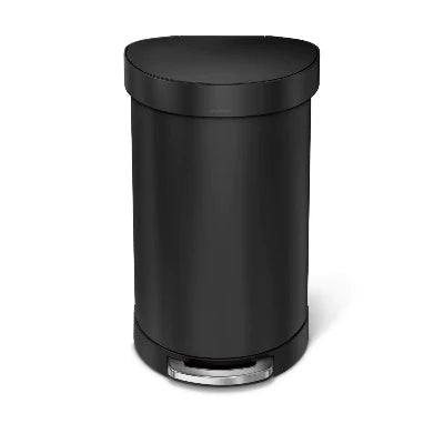 45L Semi-Round Step Can Matte Black