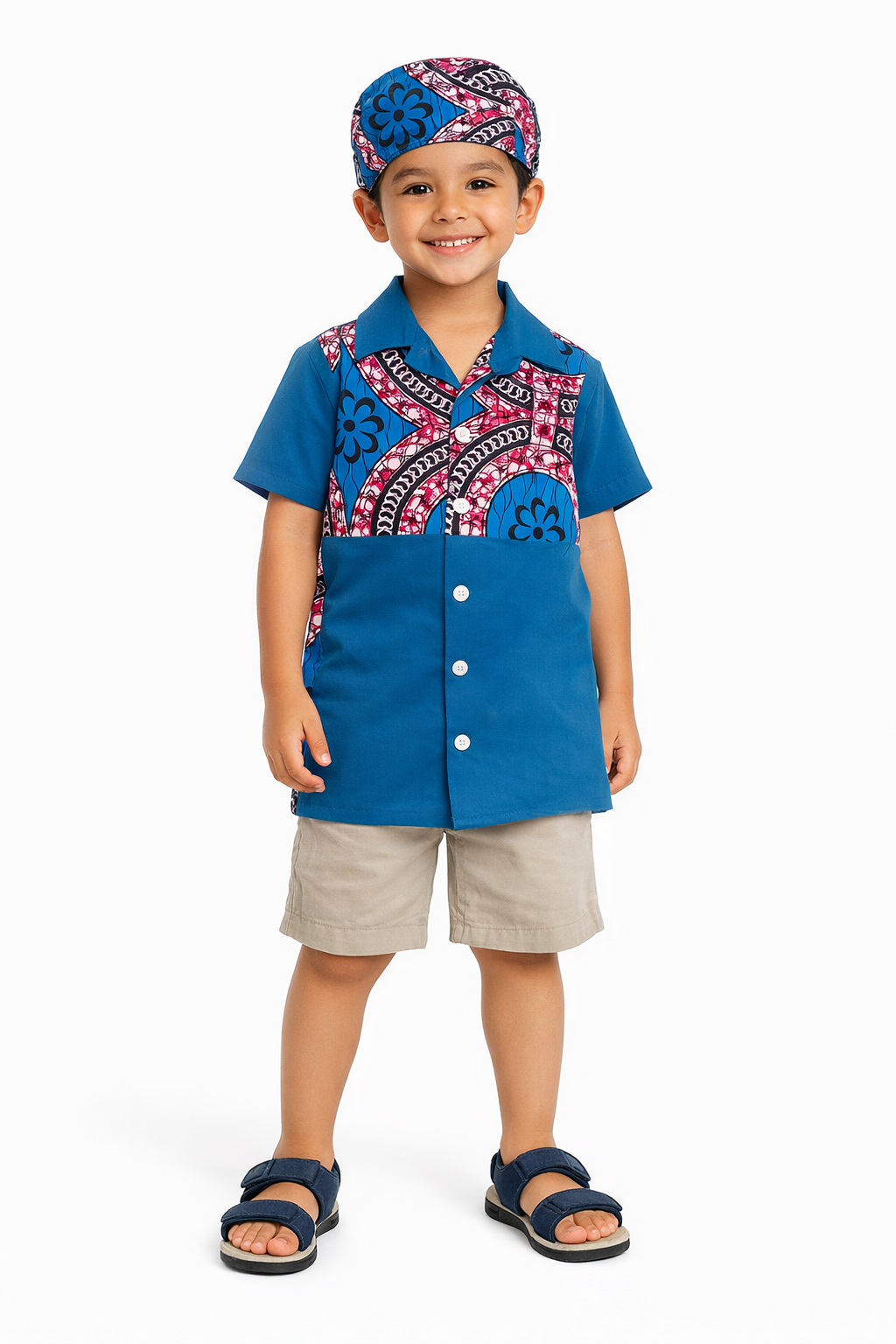 Camisa Niño Azul -Estampado (Etnia Negra)