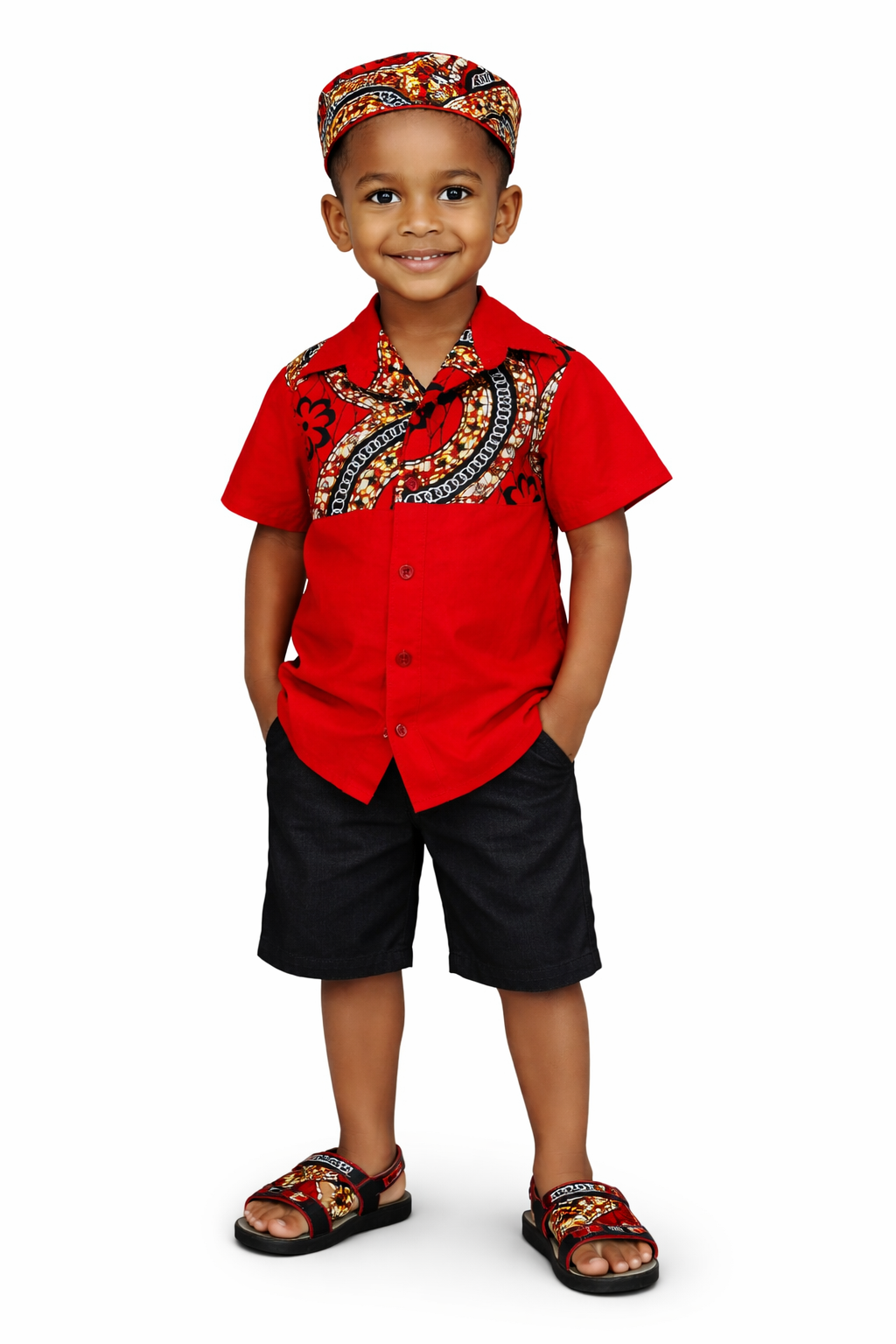 Camisa Niño Rojo-Estampado (Etnia Negra)