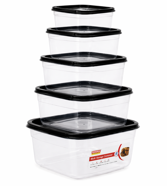 Food Container 7pcs Transparent -Black