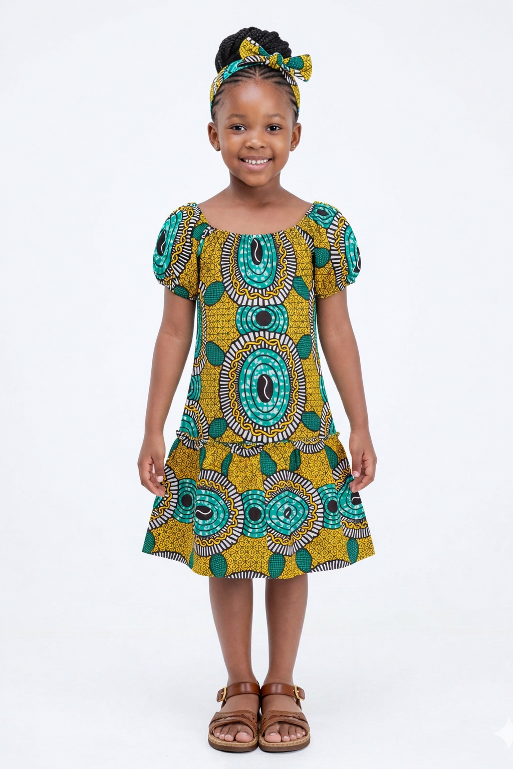 Vestido Niña Amarillo-Verde  ( Etnia Negra)