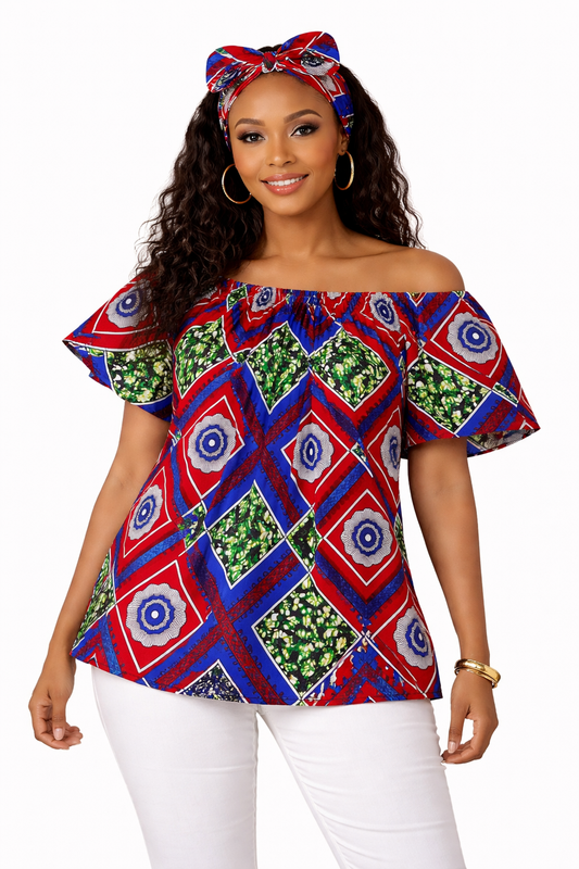 Camisa Dama Rojo-Azul-Verde (Etnia Negra)