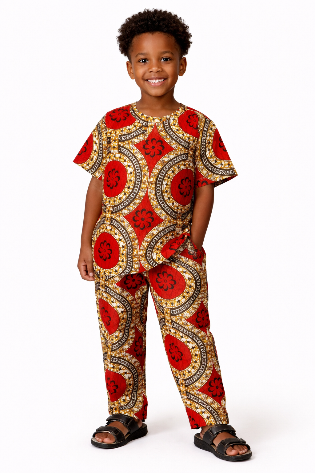 Conjunto Niño Rojo-Mostaza-Negro (Etnia Negra)