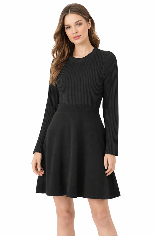 Crew Neck Sheer Ribb Black