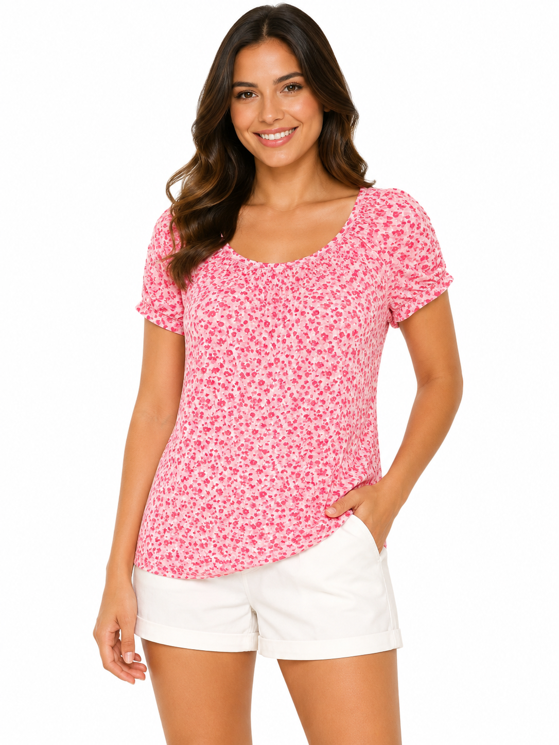 Ladies Chain Blouse Pink Flowers