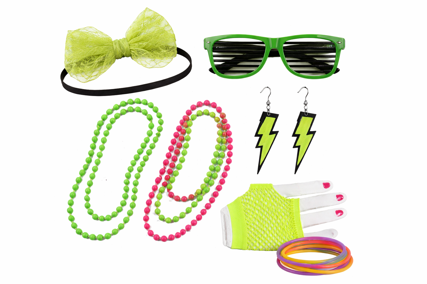 Green Neon 80s Dress-Up Kit