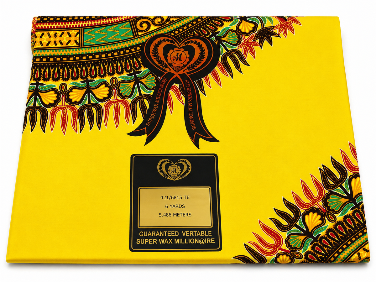 6 Yards Yellow Printed Fabric- Etnia Negra