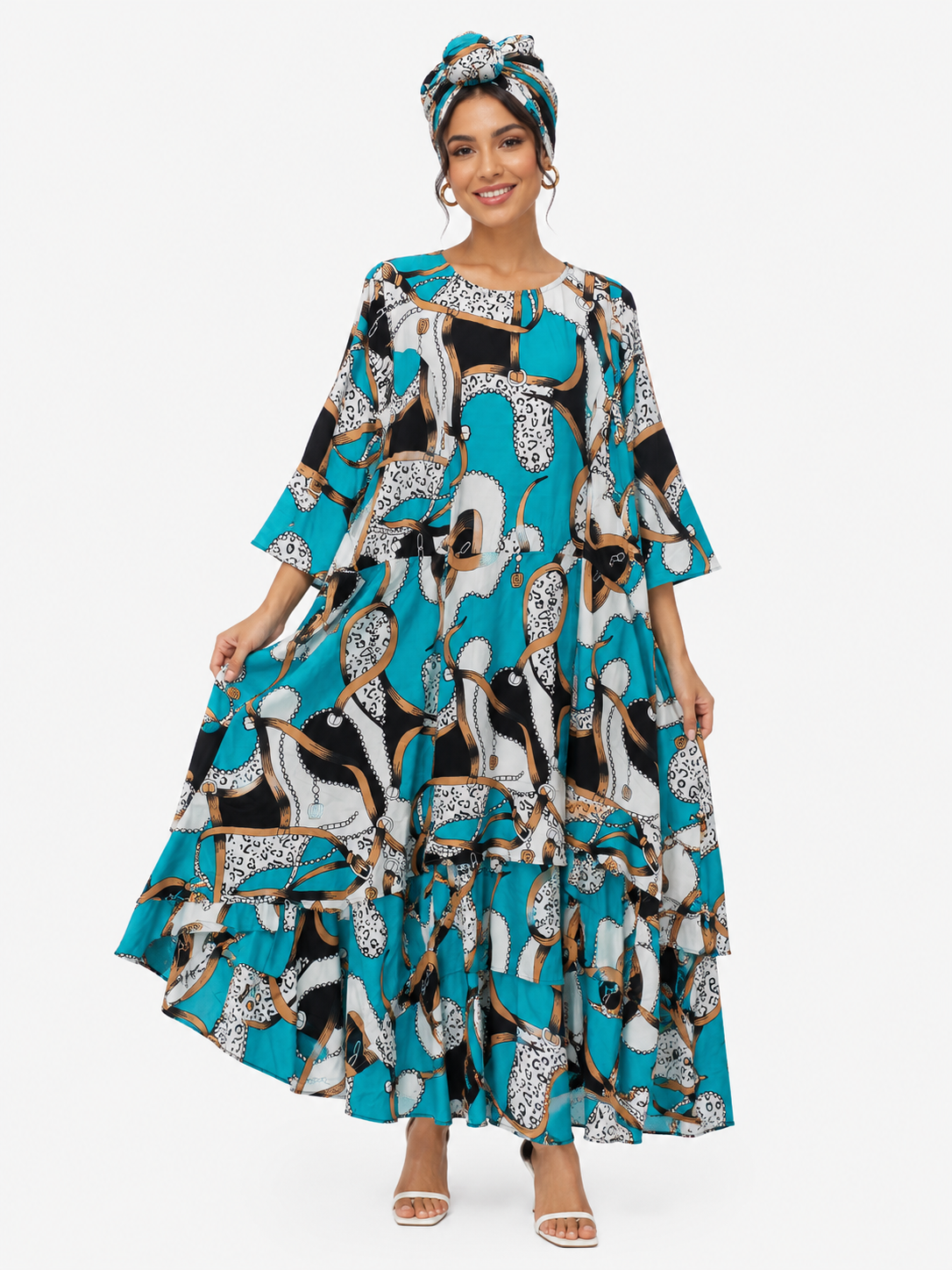 One Size Full Sleeve Multi Tired Dress