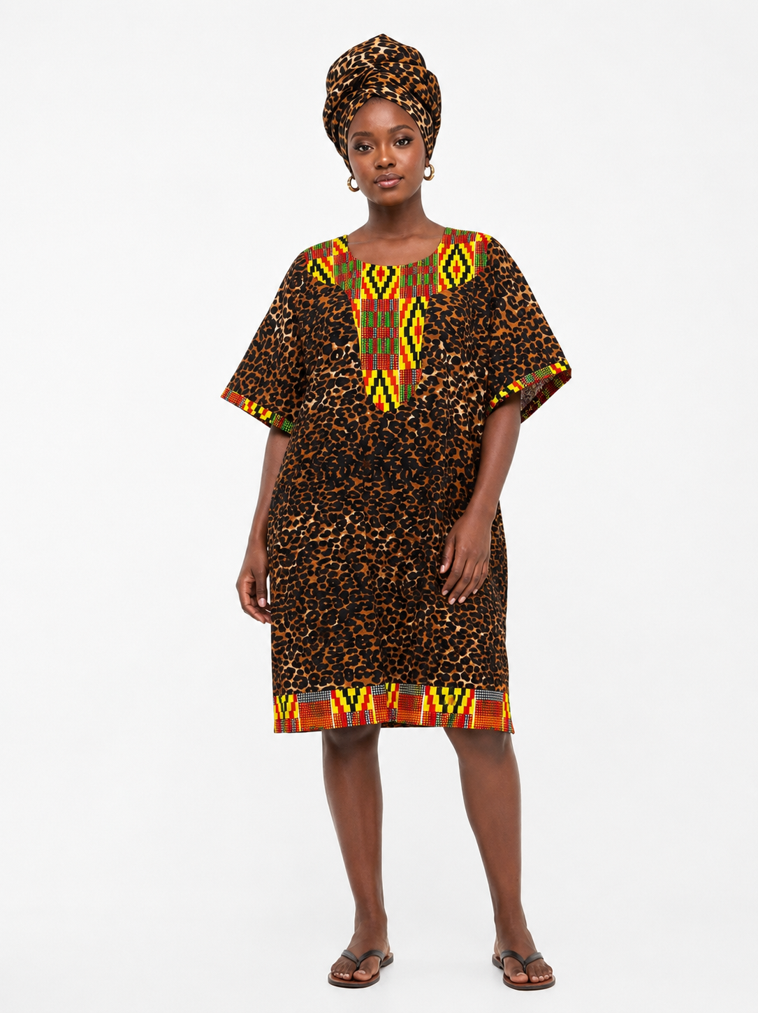 Dress Brown Leopard  Print Women - Etnia Negra