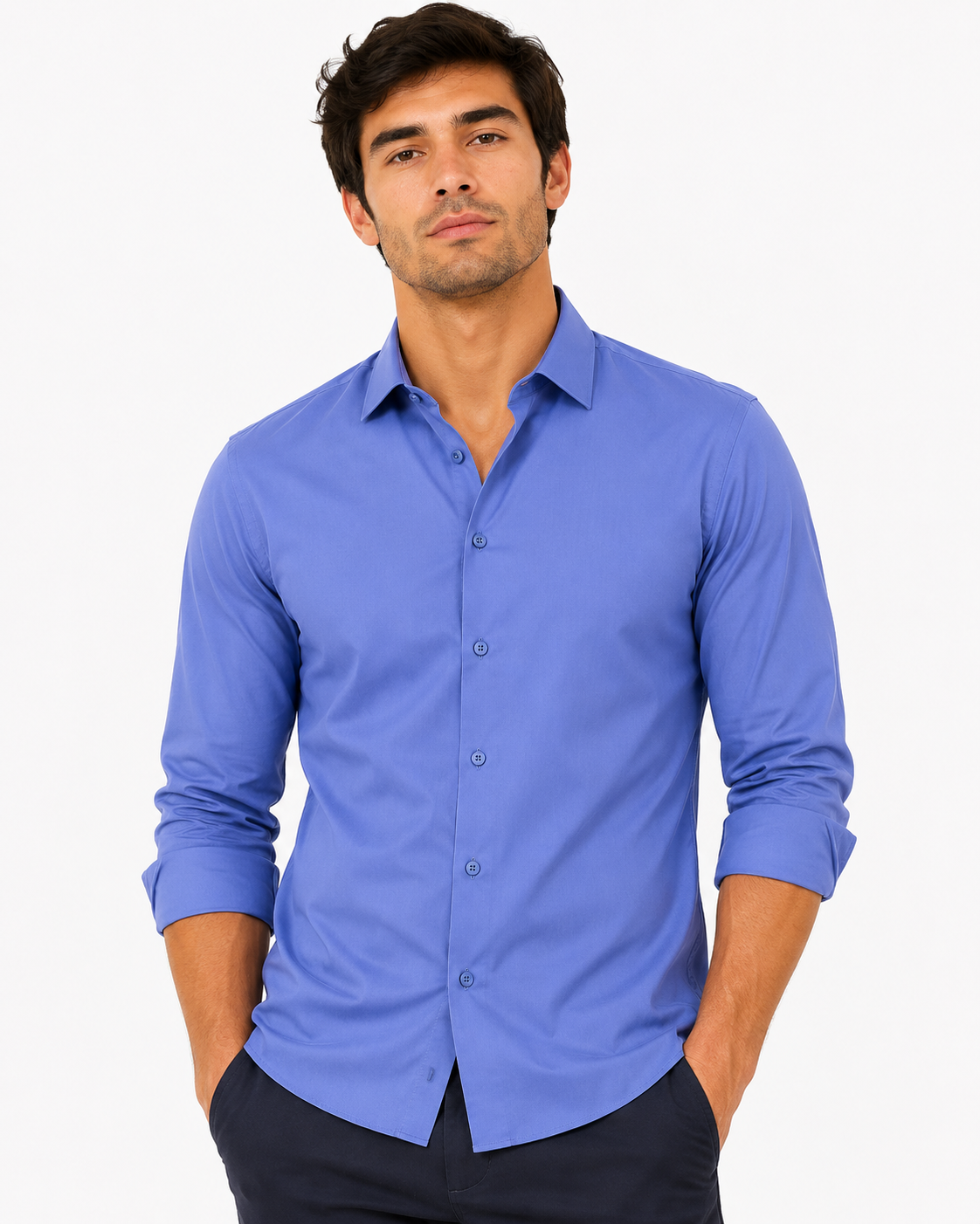 Camisa Color Azul Caballero